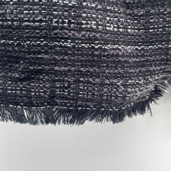 Adrienne Vittadini Women’s Medium Black White Open Front Tweed Fringe Blazer - Picture 11 of 14